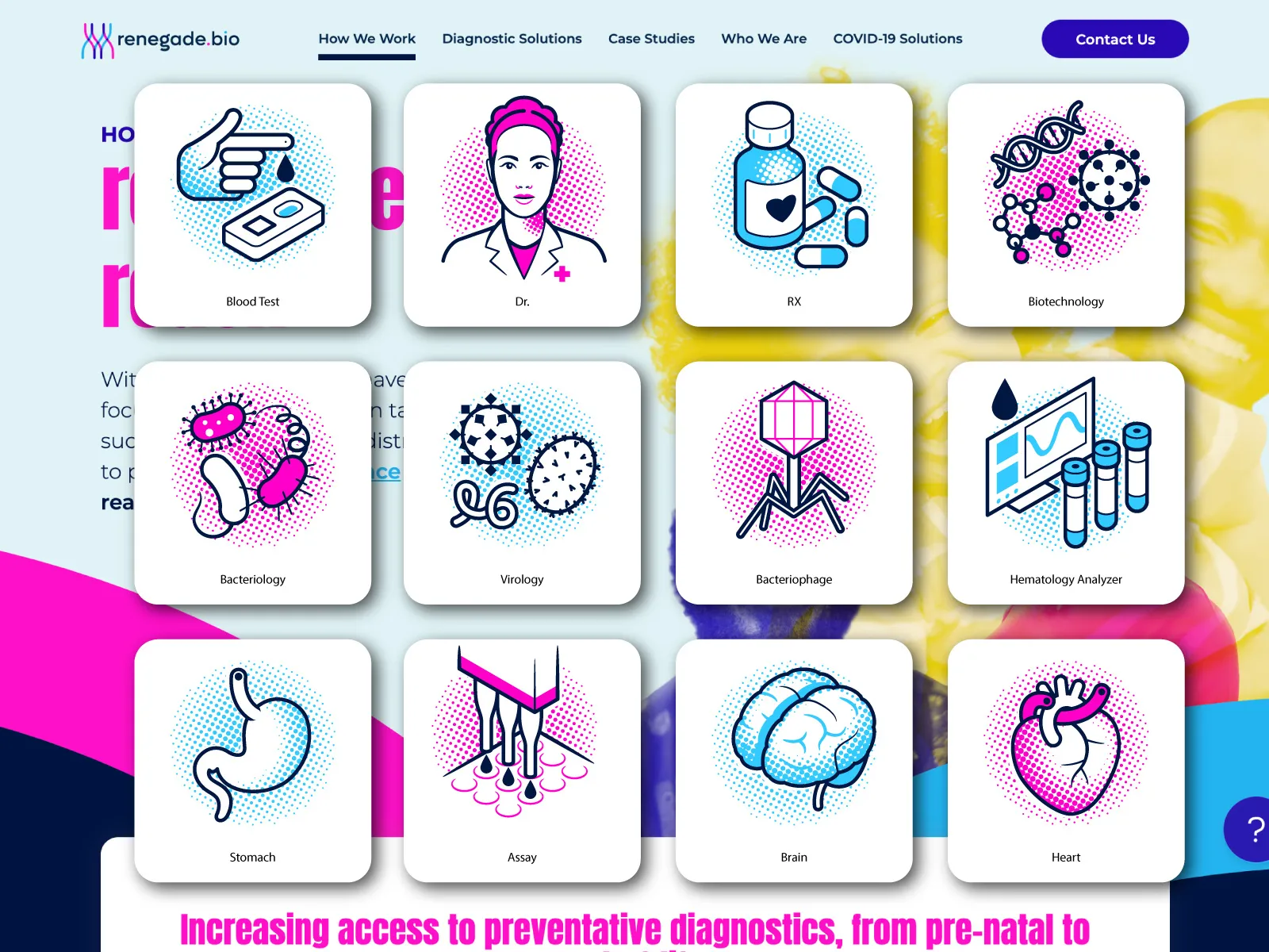 SVG icons and thumbnails designed for an online platform offering laboratory and medical services.