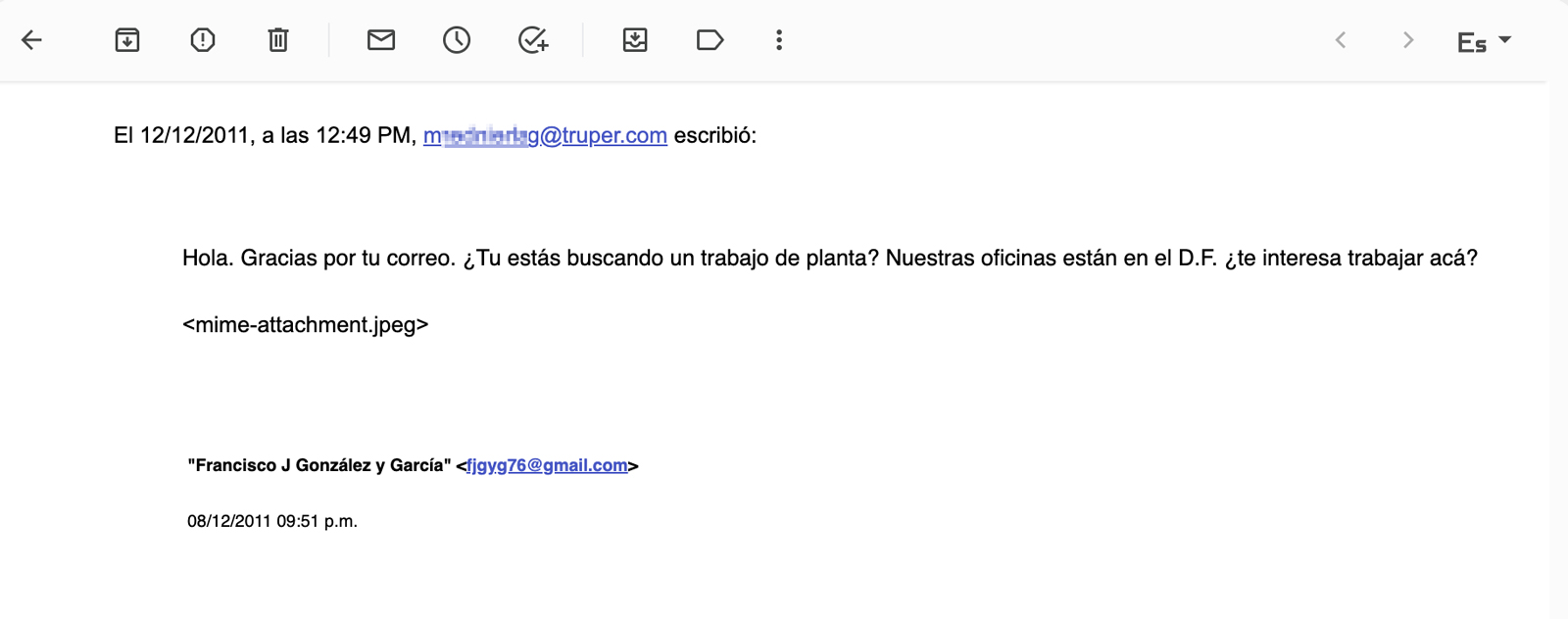 ES: El primer mail que recibí de Truper.