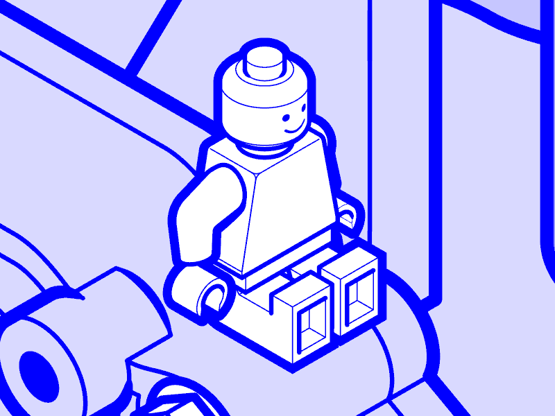 gyginfographics_lego_zoom ES: Zoom-out y zoom-in de una ilustración técnica de una mini figura LEGO sobre una bomba de agua a gasolina.