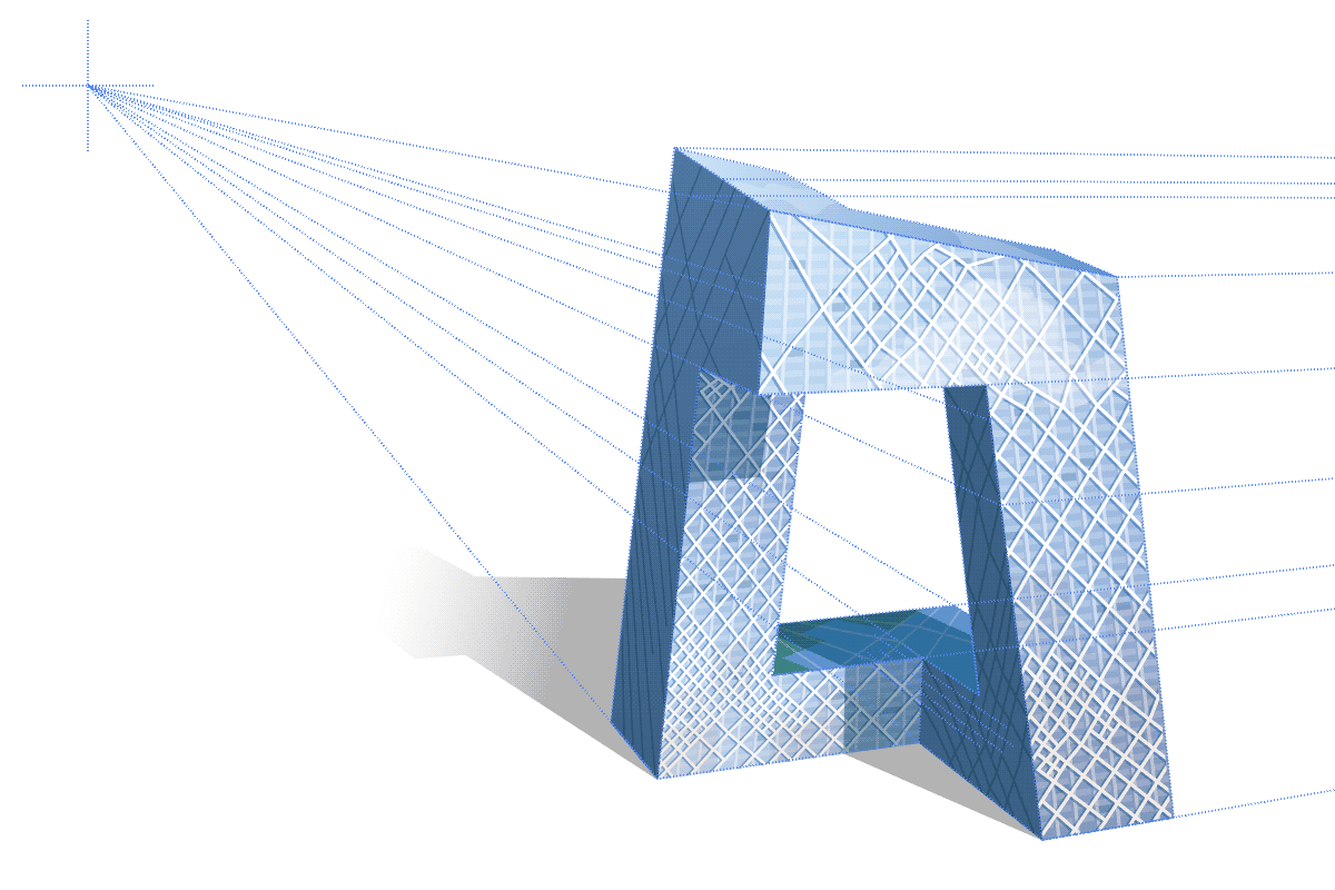 CCTV_Headquarters_gyginfographics ES: Ilustración vectorial de la Sede de la Televisión Central de China con sus puntos de fuga parpadeando. EN: Vector illustration of the CCTV Headquarters with its vanishing points flashing.